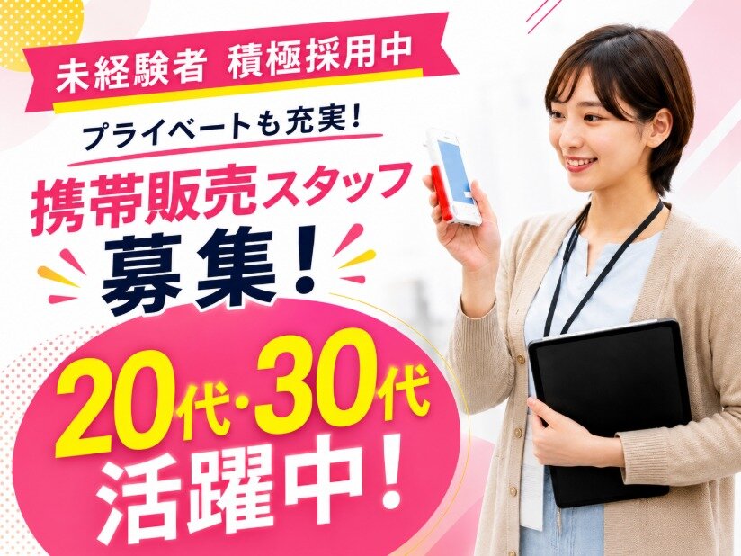 明るく話せればOK！/携帯販売/月収24万円以上可/20代活躍/未経験OK/正社員/接客#sui