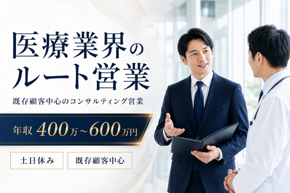 医療業界・病院施設のルート営業｜年収600万円可｜土日休み｜既存顧客中心｜法人営業｜0122