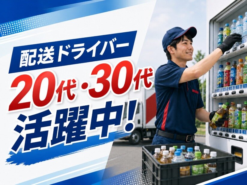 自販機の商品補充/ルート配送ドライバー/月給27万円以上可/20代活躍/未経験OK/週休3日/年休150日以上//賞与年2回/正社員#ha1
