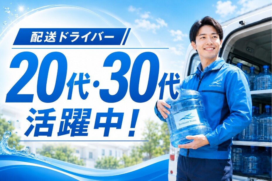 水のルート配送・営業ドライバー/月給27万円以上可/20代活躍/未経験OK/インセンティブあり/土日祝休み/年休120日可/正社員#ha1
